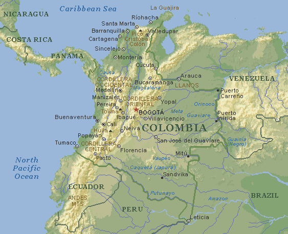 colombia regional map